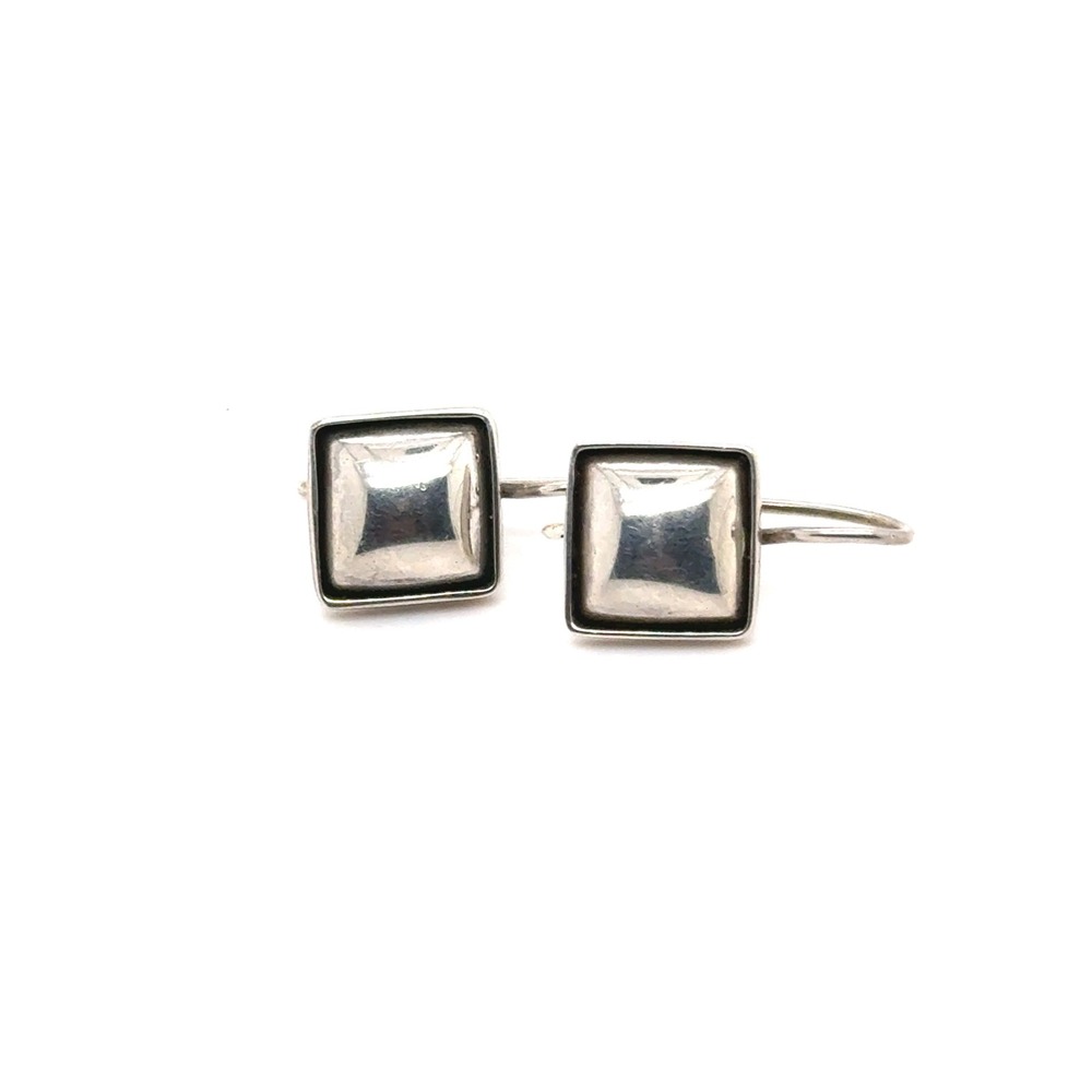 Vintage Sterling Silver 925 Square Minimalist Drop Earrings Geometric 4g